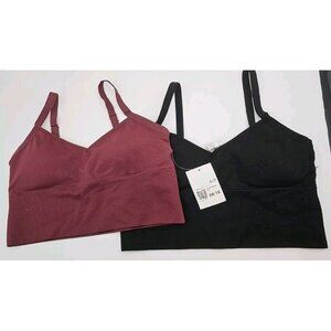 Set Of 2 Forever 21 Spaghetti Strap Cropped Bralette Burgundy And Black Sz 0X/1X